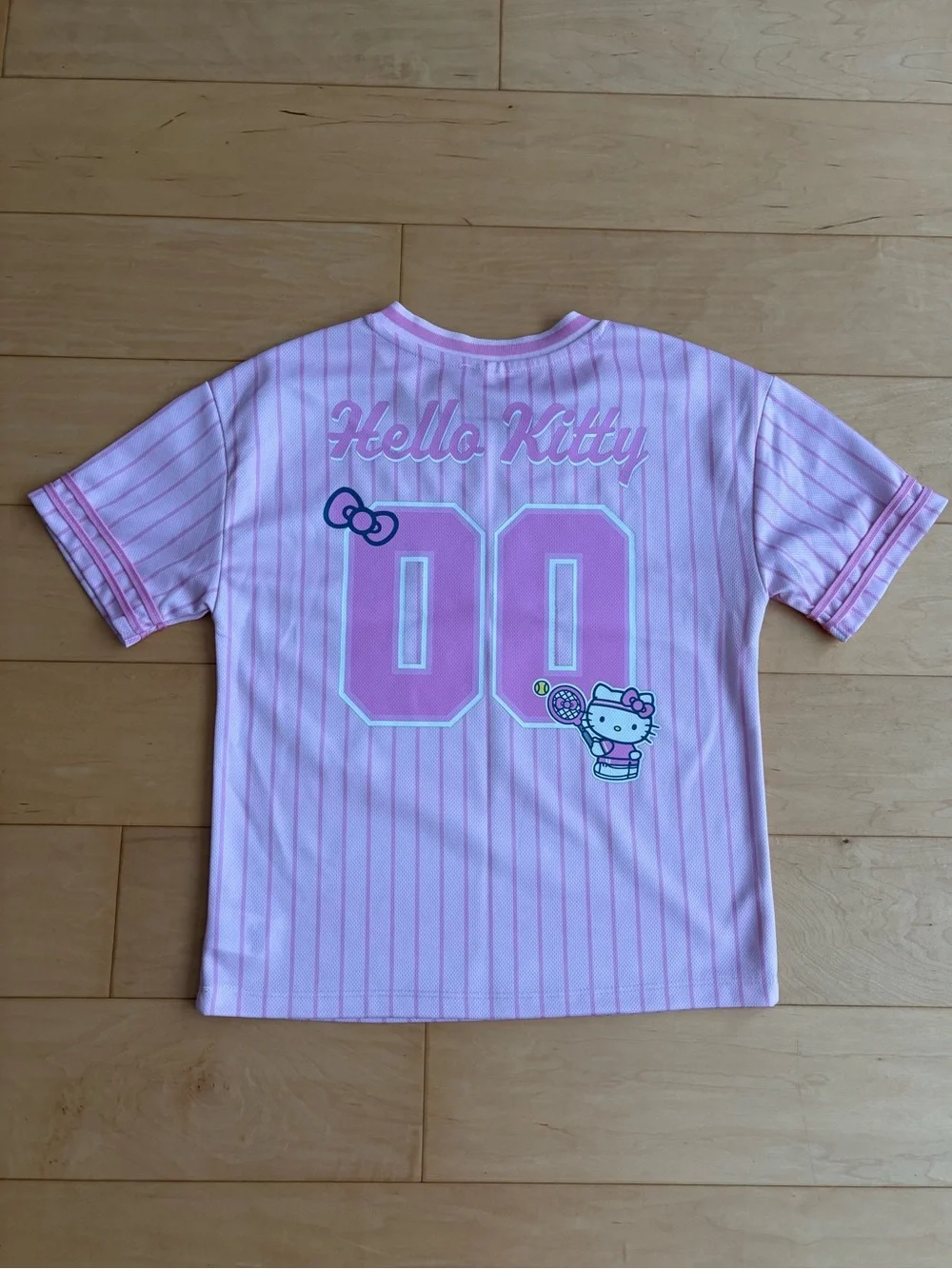 Sanrio Hello Kitty Pink Striped Tennis Graphic Short Sleeve Tee